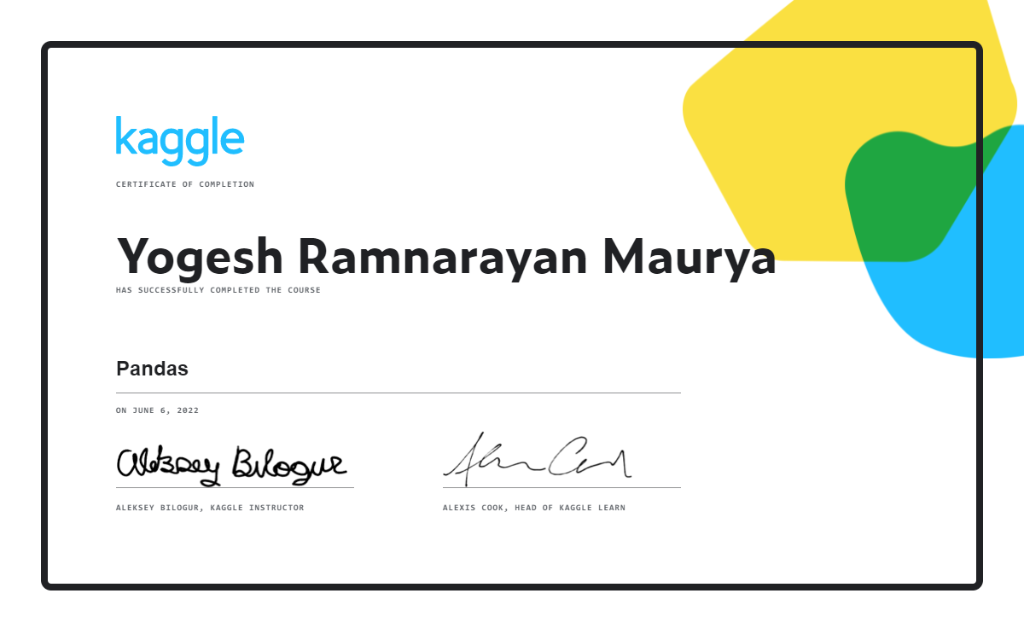 Kaggle Pandas Certificate